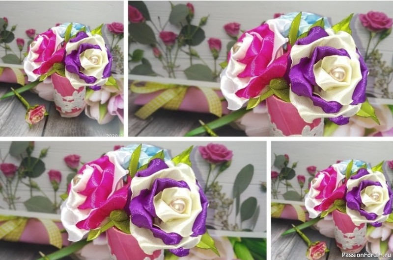 Необычные розы из атласных лент. Видео МК